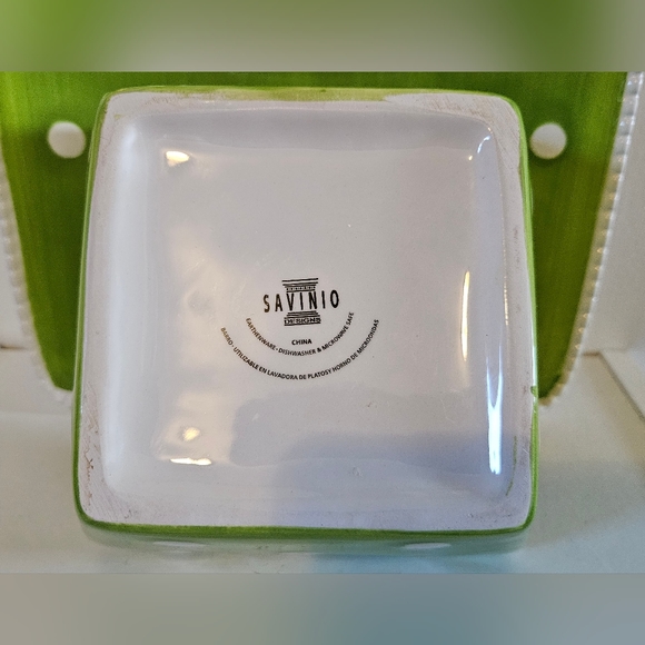 Savinio Square serving plate and square bowl green with white dots. - Picture 6 of 9